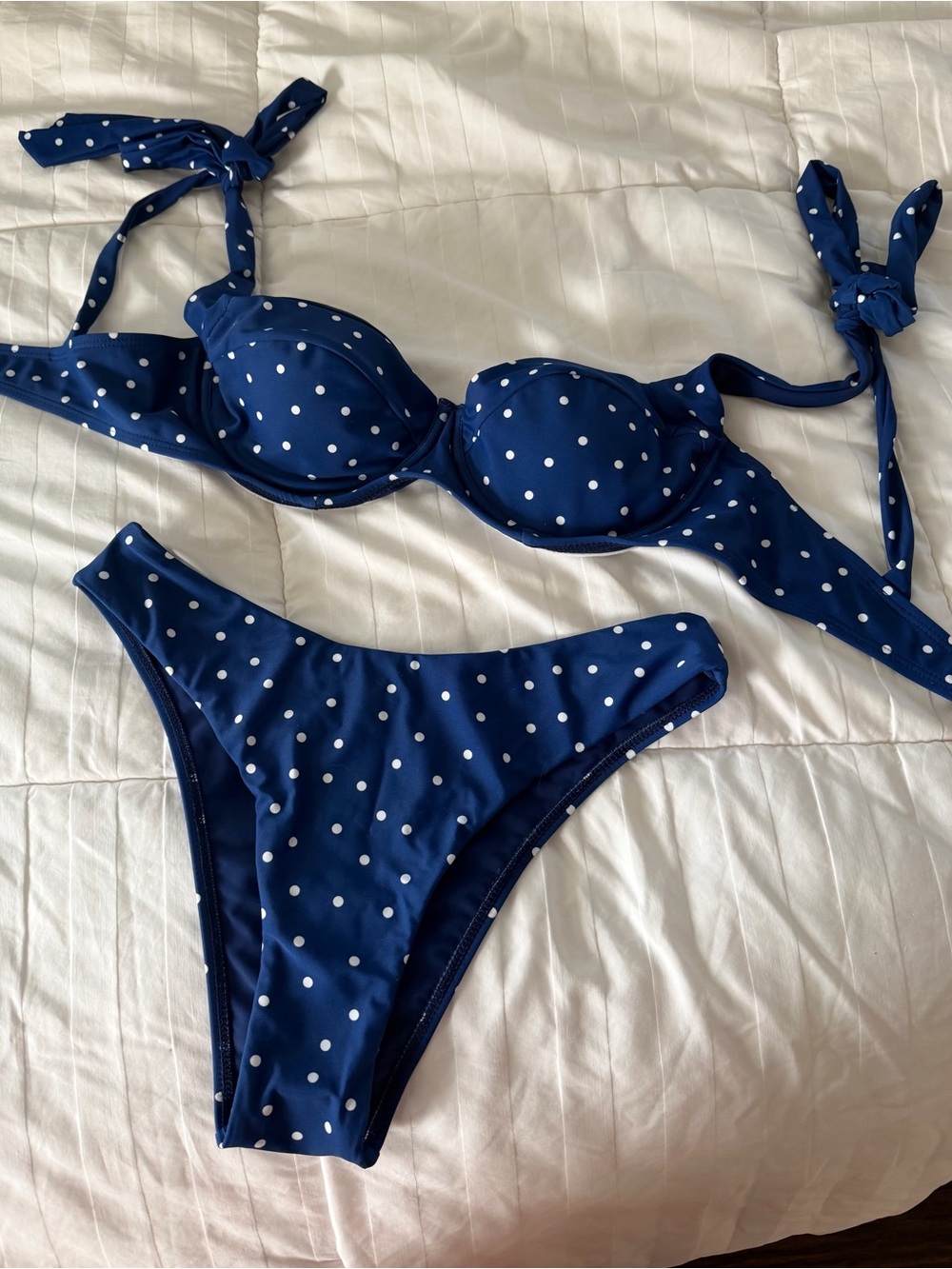 RIHOAS Navy Blue Polka Dot Bikini Set